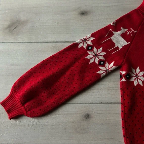 NWT Janie & Jack Red Holiday Snowflake Reindeer Sweater - Picture 4 of 4